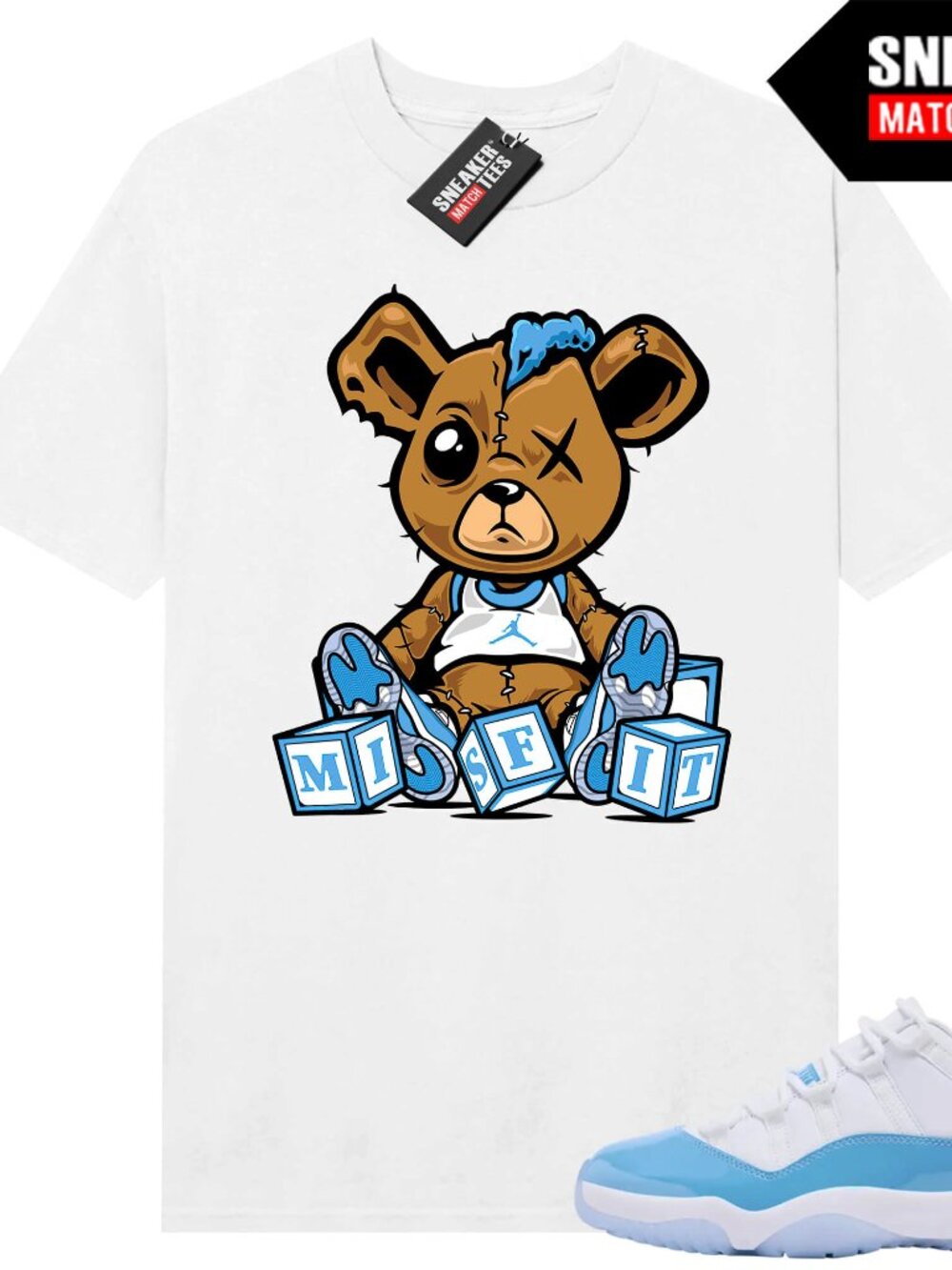 UNC 11 Low Retro White Tee- Misfit Teddy- Sneaker Match Tees